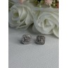 925 Sterling Silver Diamonds Stud Earrings Length 0.37 Inch