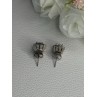 925 Sterling Silver Diamonds Stud Earrings Length 0.37 Inch