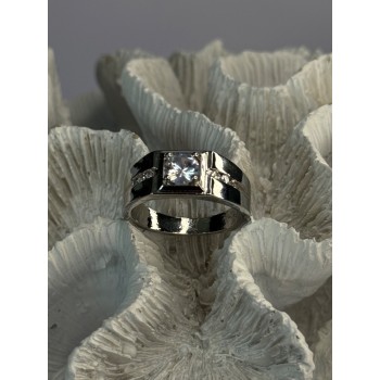 Mens 925 Sterling Silver CZ Ring Size 10