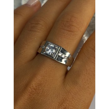 Mens 925 Sterling Silver CZ Ring Size 10