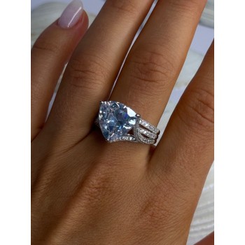 Beautiful Shiny 925 Sterling Silver Cz Ring Size 9.5