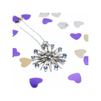 14K WHITE GOLD SAPPHIRES & DIAMOND CHAIN WITH PENDANT