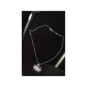 14K WHITE GOLD SAPPHIRES & DIAMOND CHAIN WITH PENDANT