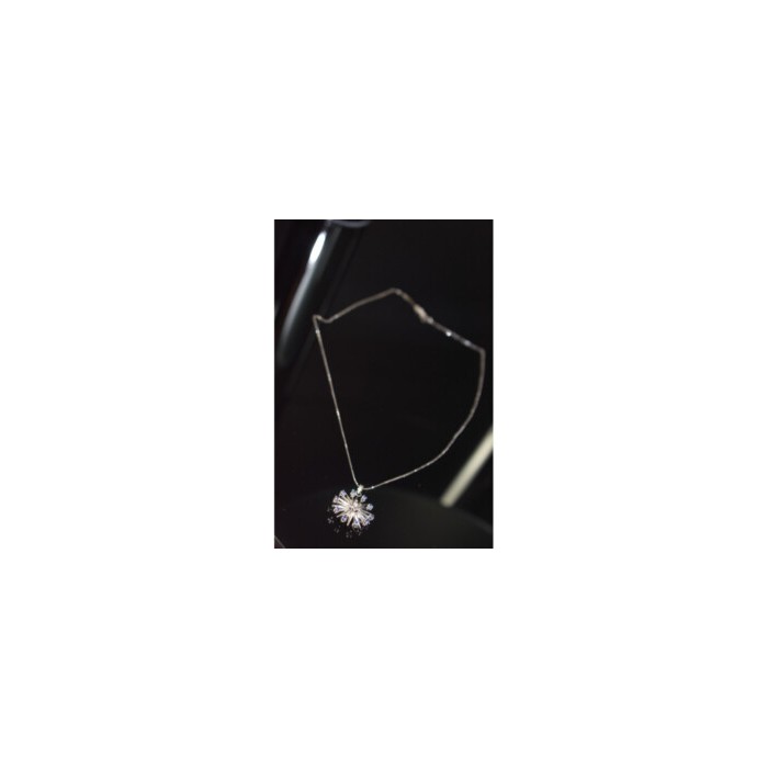 14K WHITE GOLD SAPPHIRES & DIAMOND CHAIN WITH PENDANT