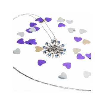 14K WHITE GOLD SAPPHIRES & DIAMOND CHAIN WITH PENDANT