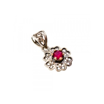 925 Sterling Silver Pink Topaz Scarlet Flower Pendant