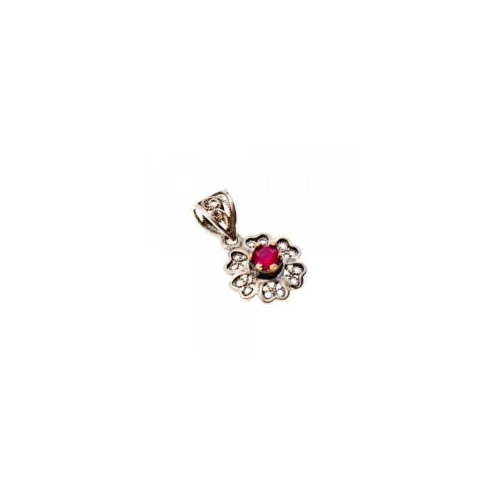 925 Sterling Silver Pink Topaz Scarlet Flower Pendant
