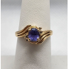 14K YELLOW GOLD RING TANZANITE & DIAMOND SIZE 6