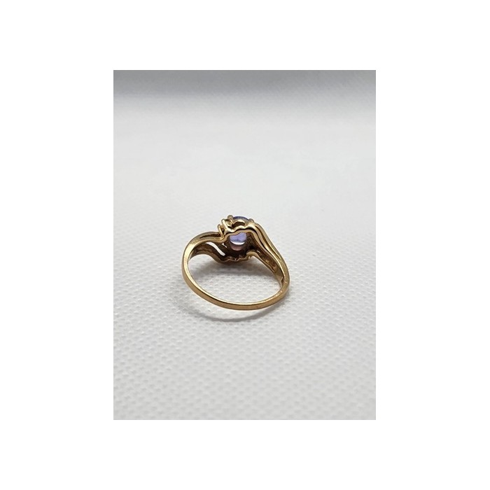 14K YELLOW GOLD RING TANZANITE & DIAMOND SIZE 6
