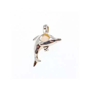 925 Sterling Silver Pearl Dolphin Pendant