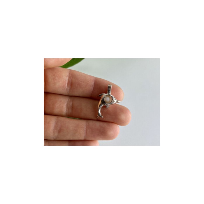 925 Sterling Silver Pearl Dolphin Pendant