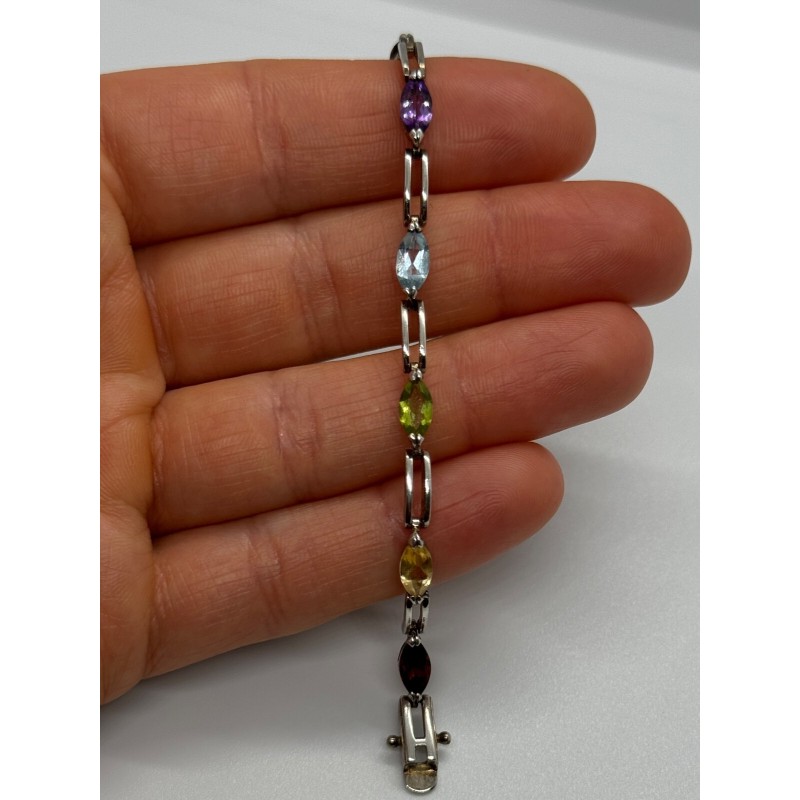 925 STERLING SILVER TOURMALINES BRACELET