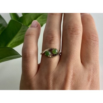 925 Sterling Silver Gold Plated Nephrite Ring Size 7