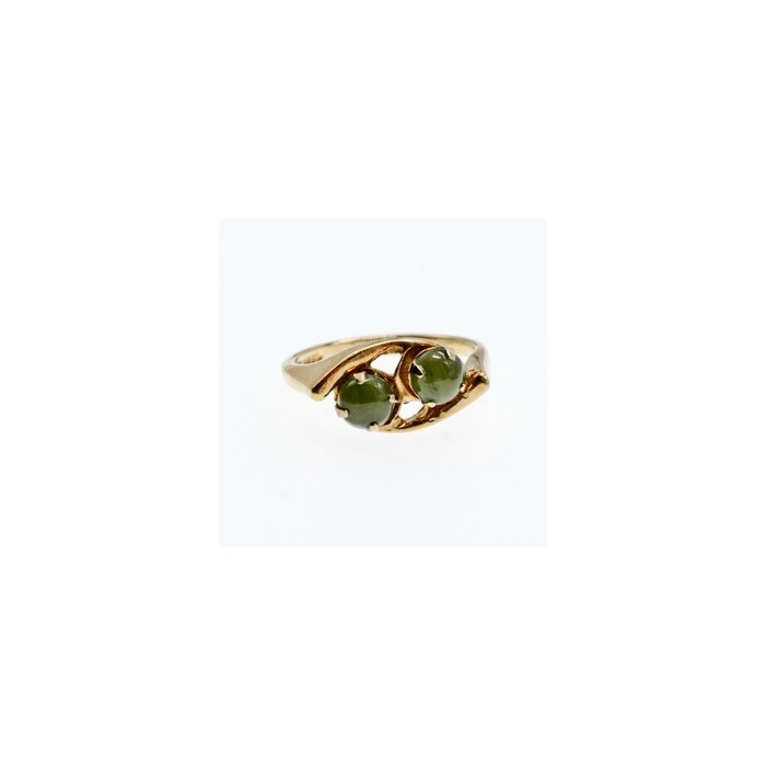 925 Sterling Silver Gold Plated Nephrite Ring Size 7