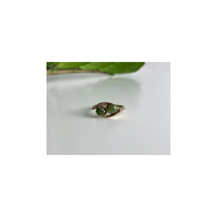 925 Sterling Silver Gold Plated Nephrite Ring Size 7