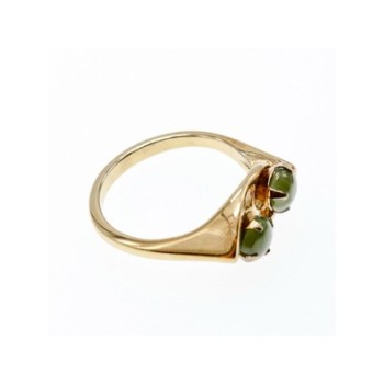 925 Sterling Silver Gold Plated Nephrite Ring Size 7