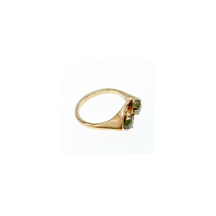 925 Sterling Silver Gold Plated Nephrite Ring Size 7