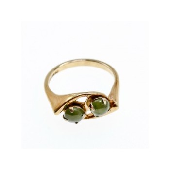 925 Sterling Silver Gold Plated Nephrite Ring Size 7