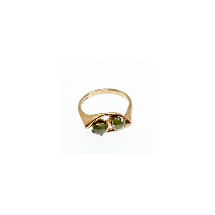 925 Sterling Silver Gold Plated Nephrite Ring Size 7