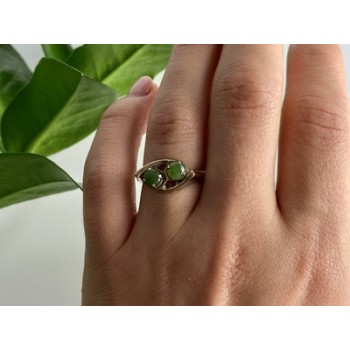 925 Sterling Silver Gold Plated Nephrite Ring Size 7