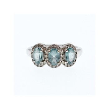 925 Sterling Silver Tourmaline & Quartz Ring Size 7