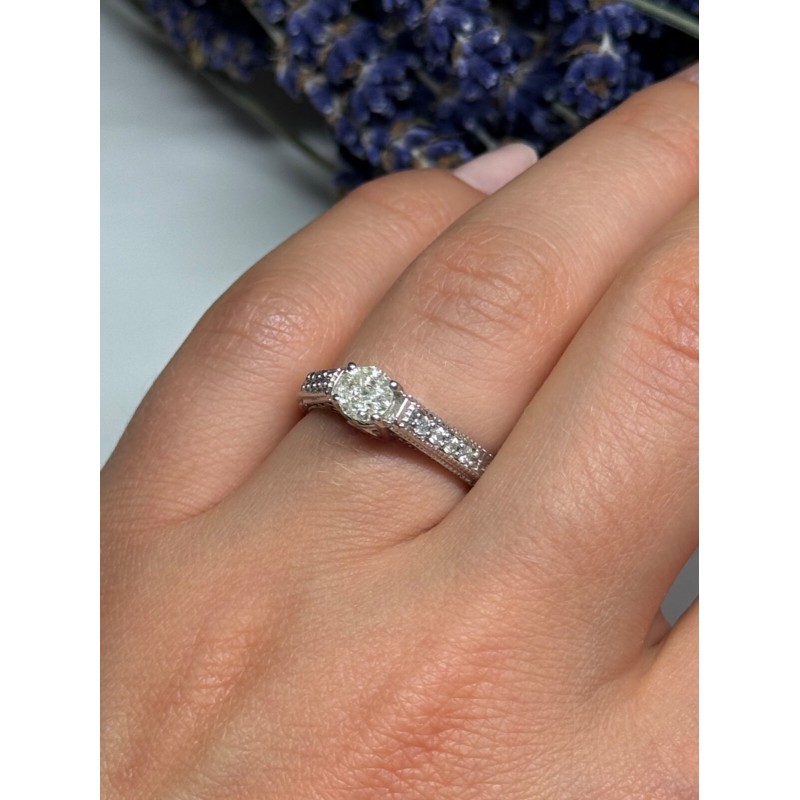 10K WHITE GOLD RING SAPPHIRE SIZE 6.5