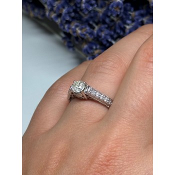 10K WHITE GOLD RING SAPPHIRE SIZE 6.5