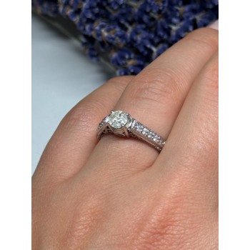 10K WHITE GOLD RING SAPPHIRE SIZE 6.5