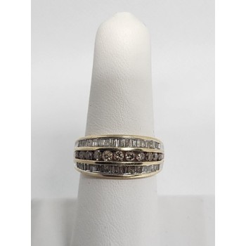 14K YELLOW GOLD HESSONITE & GOSHENITE RING  SIZE 6