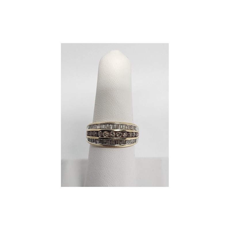 14K YELLOW GOLD HESSONITE & GOSHENITE RING  SIZE 6