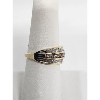 14K YELLOW GOLD HESSONITE & GOSHENITE RING  SIZE 6