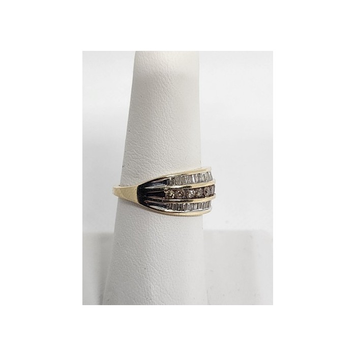 14K YELLOW GOLD HESSONITE & GOSHENITE RING  SIZE 6