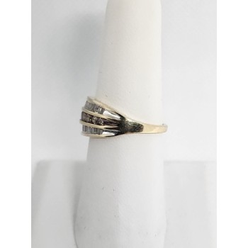 14K YELLOW GOLD HESSONITE & GOSHENITE RING  SIZE 6