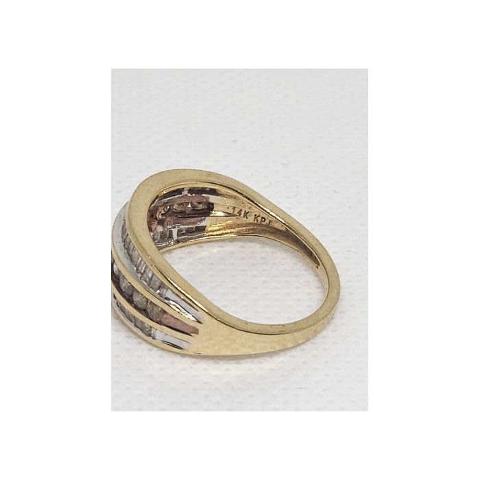 14K YELLOW GOLD HESSONITE & GOSHENITE RING  SIZE 6