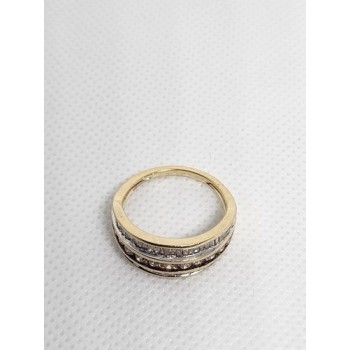 14K YELLOW GOLD HESSONITE & GOSHENITE RING  SIZE 6