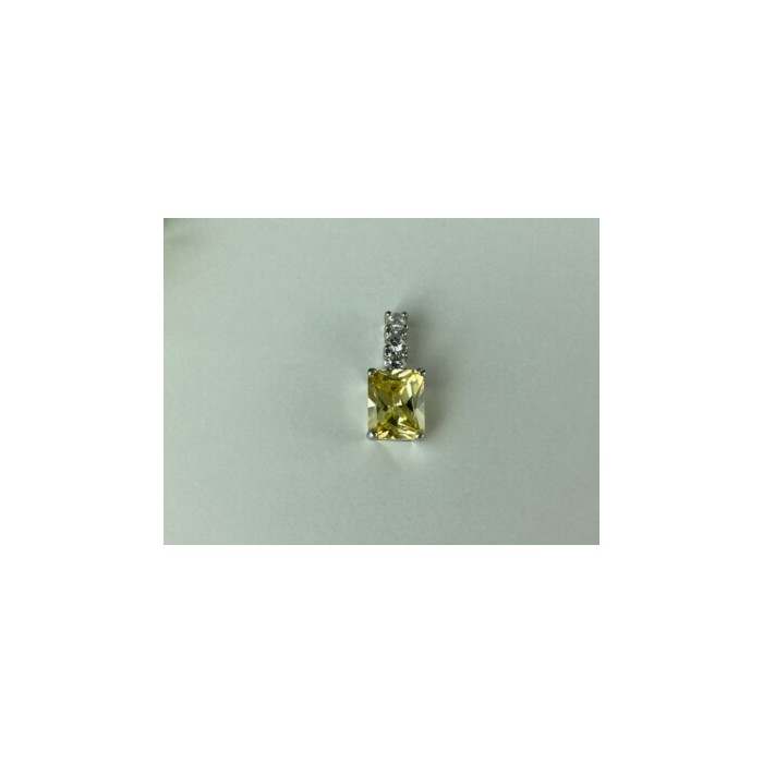 925 Sterling Silver Yellow & White CZ Pendant
