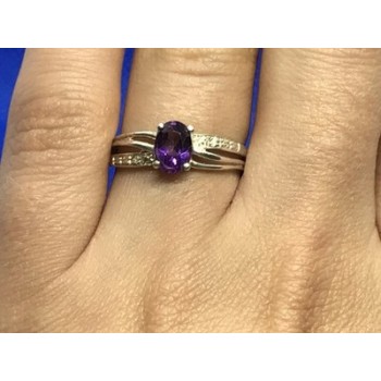 925 Sterling Silver Amethyst Ring Size 7