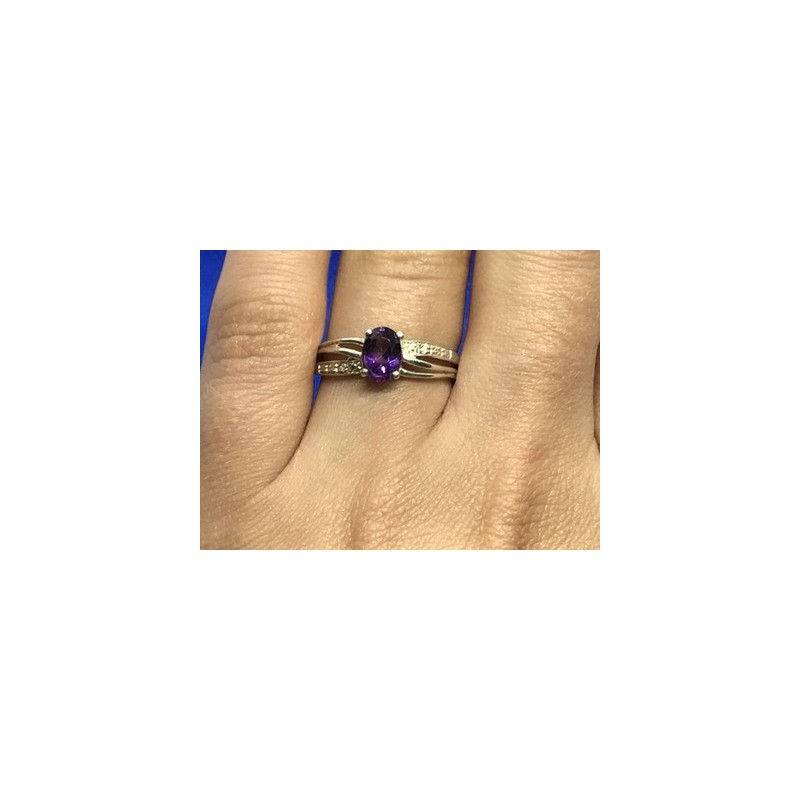 925 Sterling Silver Amethyst Ring Size 7