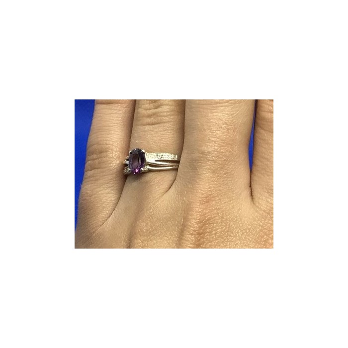 925 Sterling Silver Amethyst Ring Size 7