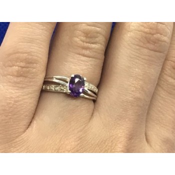 925 Sterling Silver Amethyst Ring Size 7