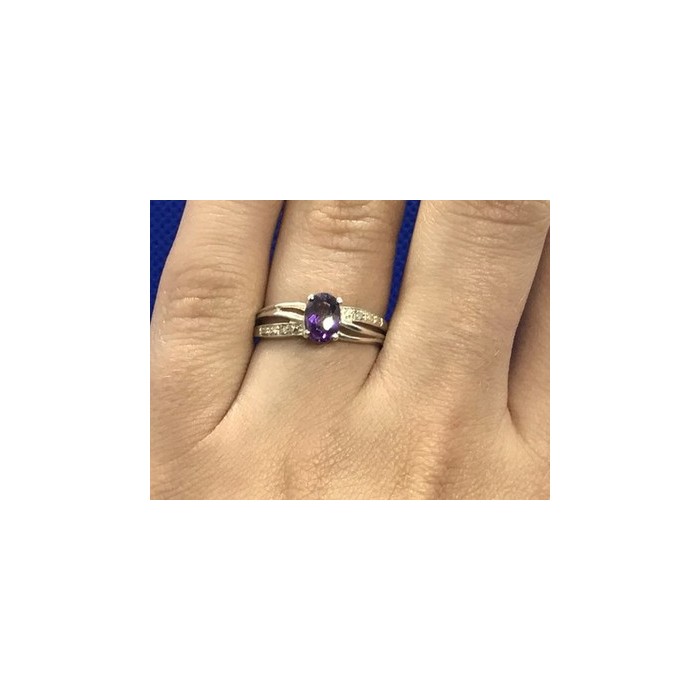 925 Sterling Silver Amethyst Ring Size 7