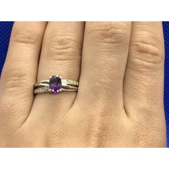 925 Sterling Silver Amethyst Ring Size 7