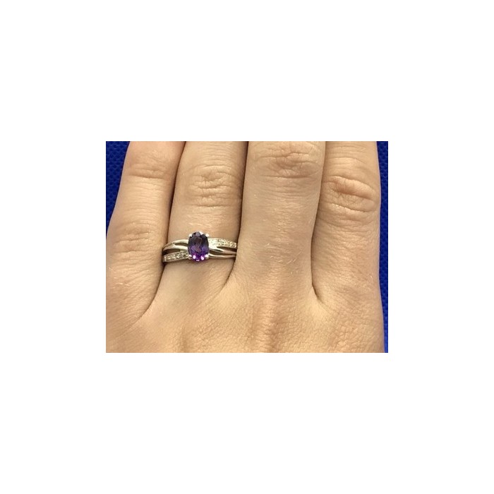 925 Sterling Silver Amethyst Ring Size 7