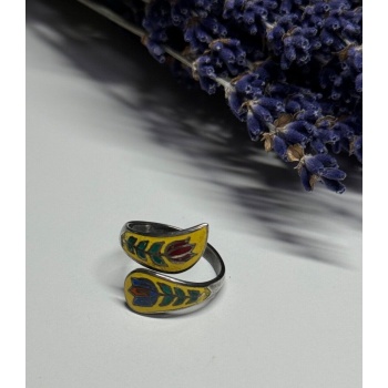 925 Sterling Silver Vintage Enamel Flower Ring Size 6