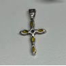 925 Sterling Silver Citrine & Beryl Cross Length 28 Mm