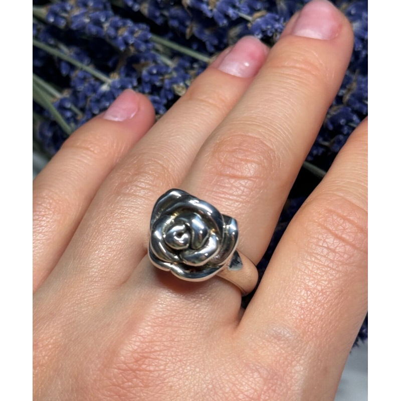 925 Sterling Silver Rose Ring Size 7