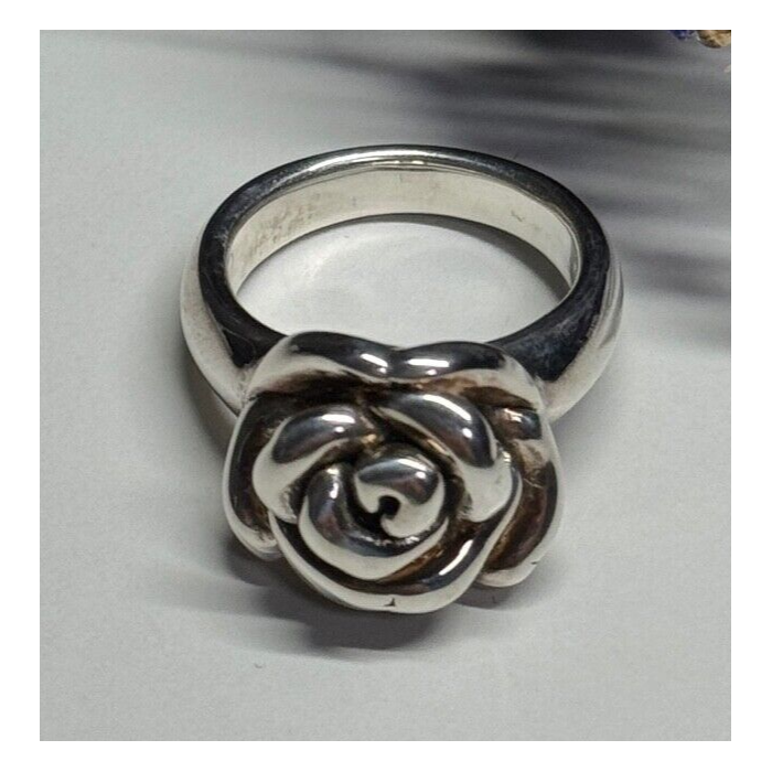 925 Sterling Silver Rose Ring Size 7