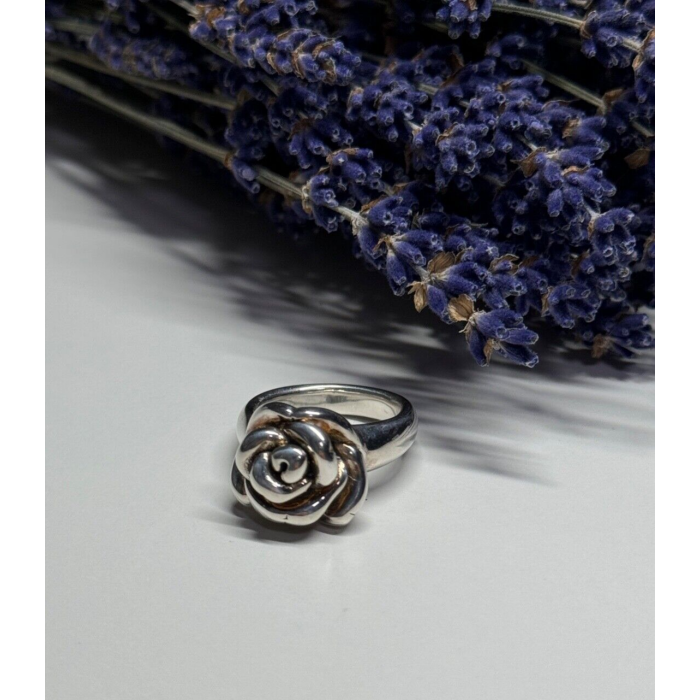 925 Sterling Silver Rose Ring Size 7