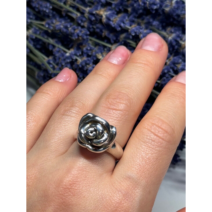 925 Sterling Silver Rose Ring Size 7