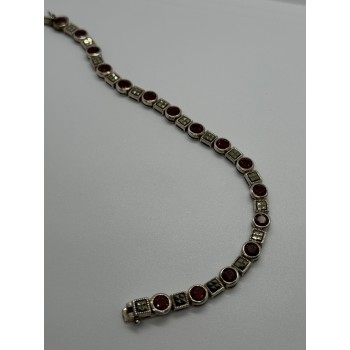 925 STERLING SILVER GARNET & MARCASITE BRACELET